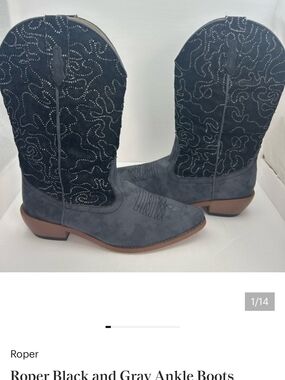 Roper Women's Black and Gray Western Ankle Boots